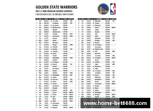 NBA赛程详解：全面解析球队对战安排和比赛时间表